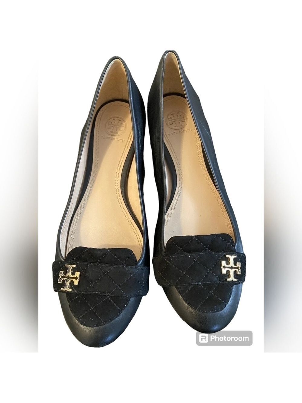 Tory Burch Black  Leila Mestico Quilted Loafers.